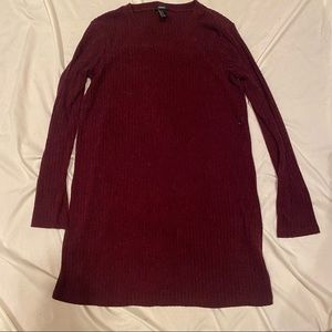 F21 Long Sleeve Sweater Dress in Marled maroon MED